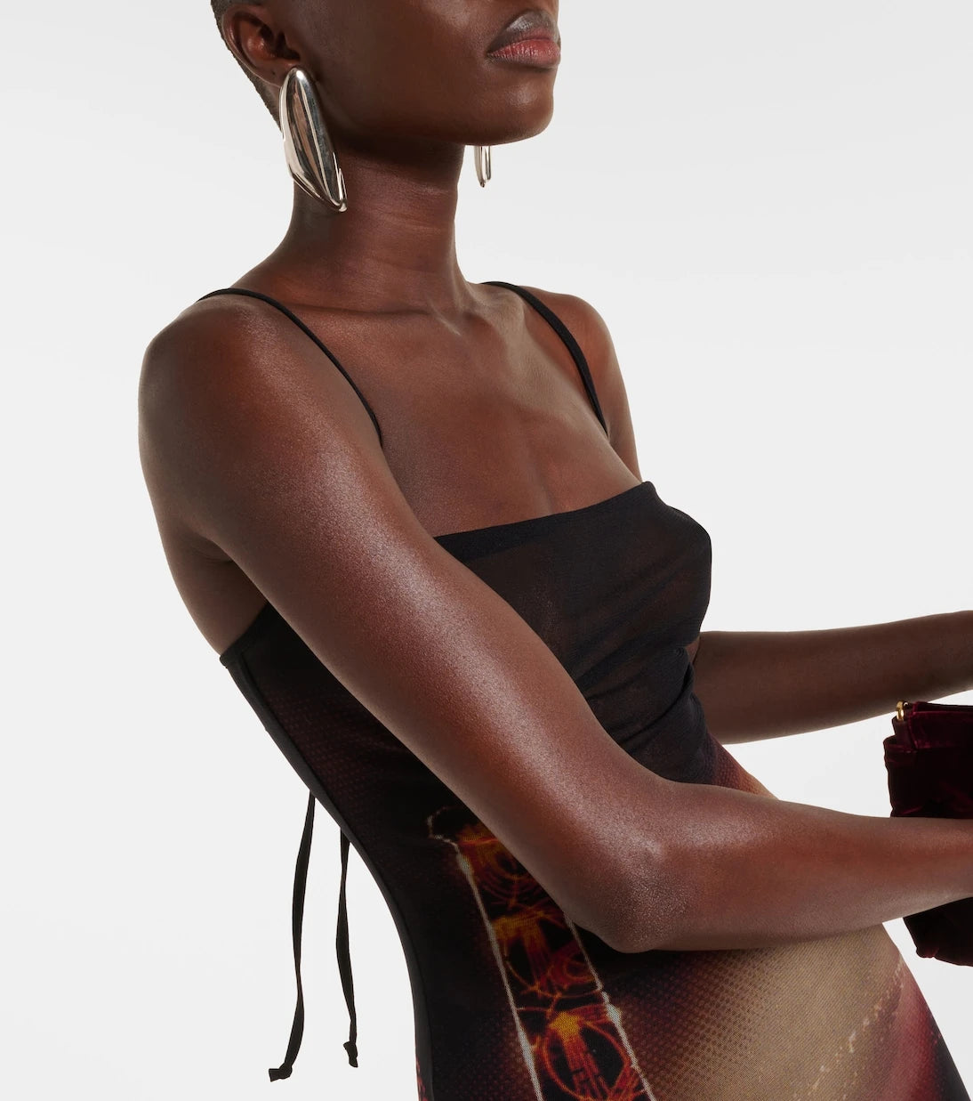 Jean Paul Gaultier - Printed mesh slip dress