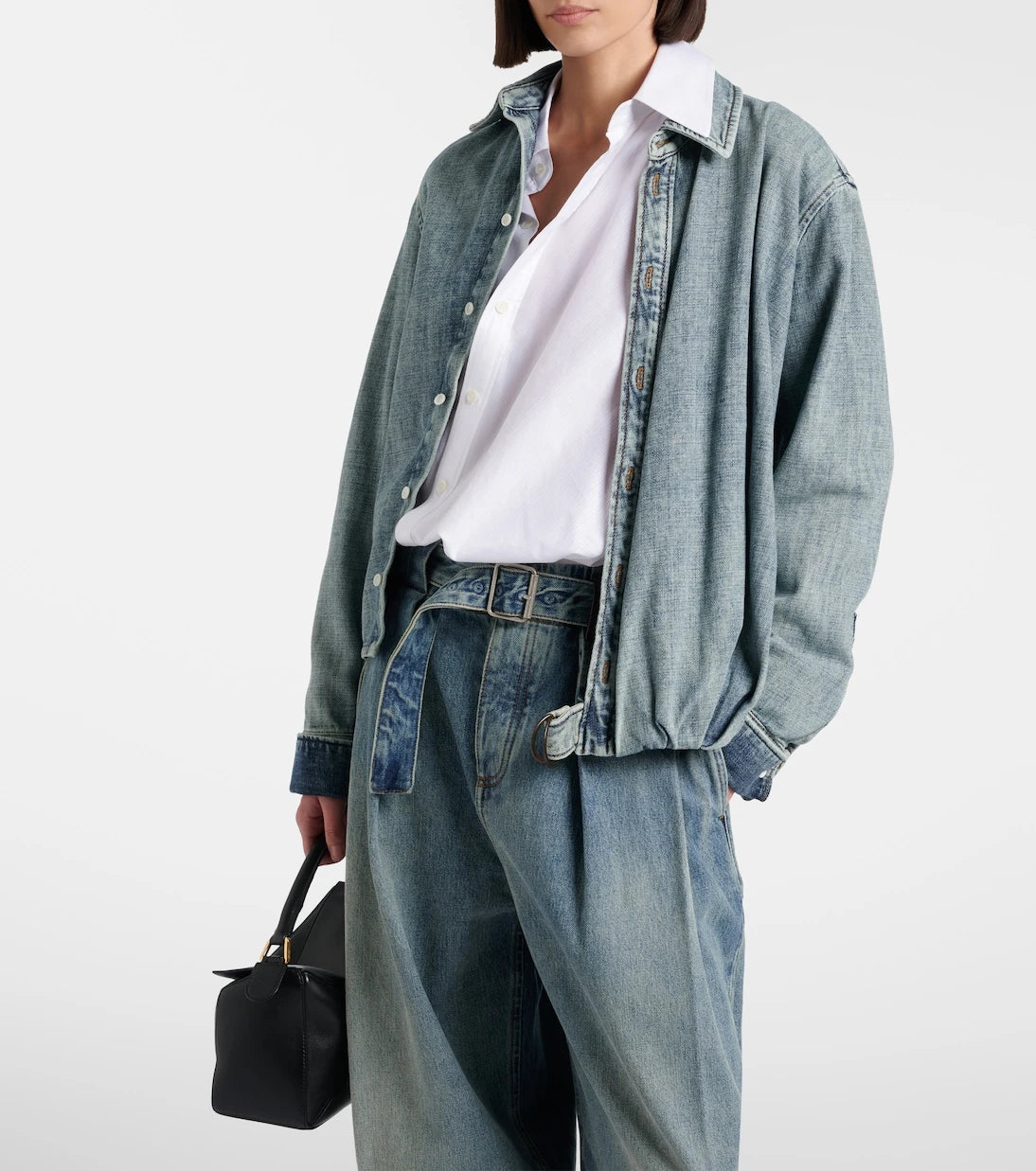 Loewe - Draped belted denim shirt
