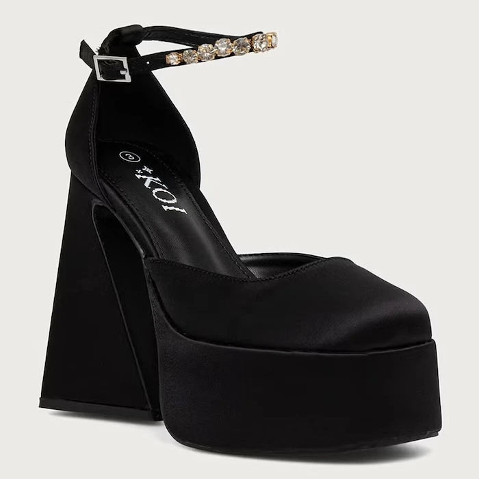 Gilda Satin Platform Jewel Topuklu Ayakkabılar
