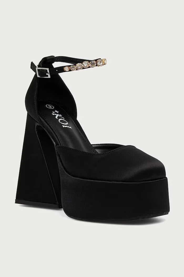 Gilda Satin Platform Jewel Topuklu Ayakkabılar
