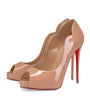 Christian Louboutin Nude Hot Chick Alta Patent Leather Peep Toe Pumps 120