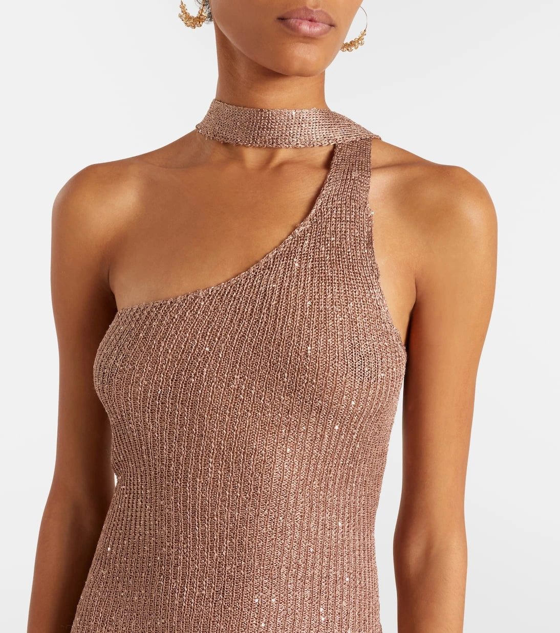 Bananhot - Aretha sequined one-shoulder maxi dress