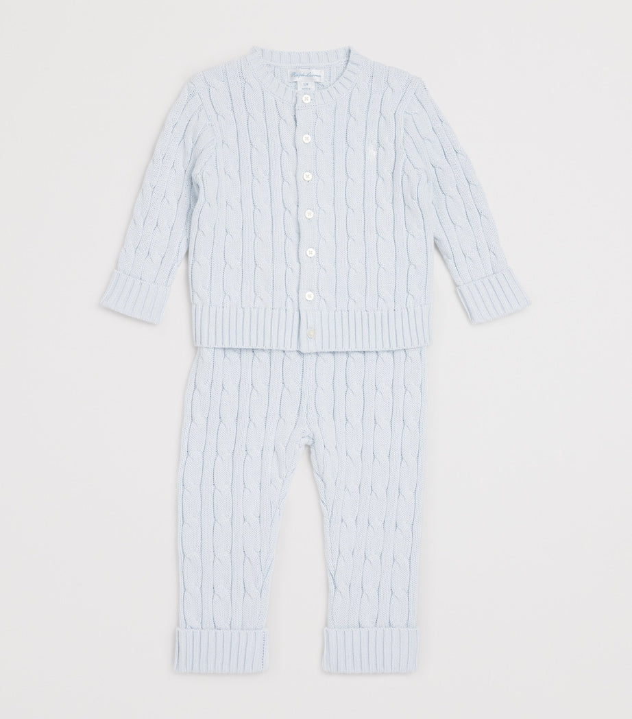 Ralph Lauren Kids Cotton Cable-Knit Cardigan and Leggings Set (3-24 Months)