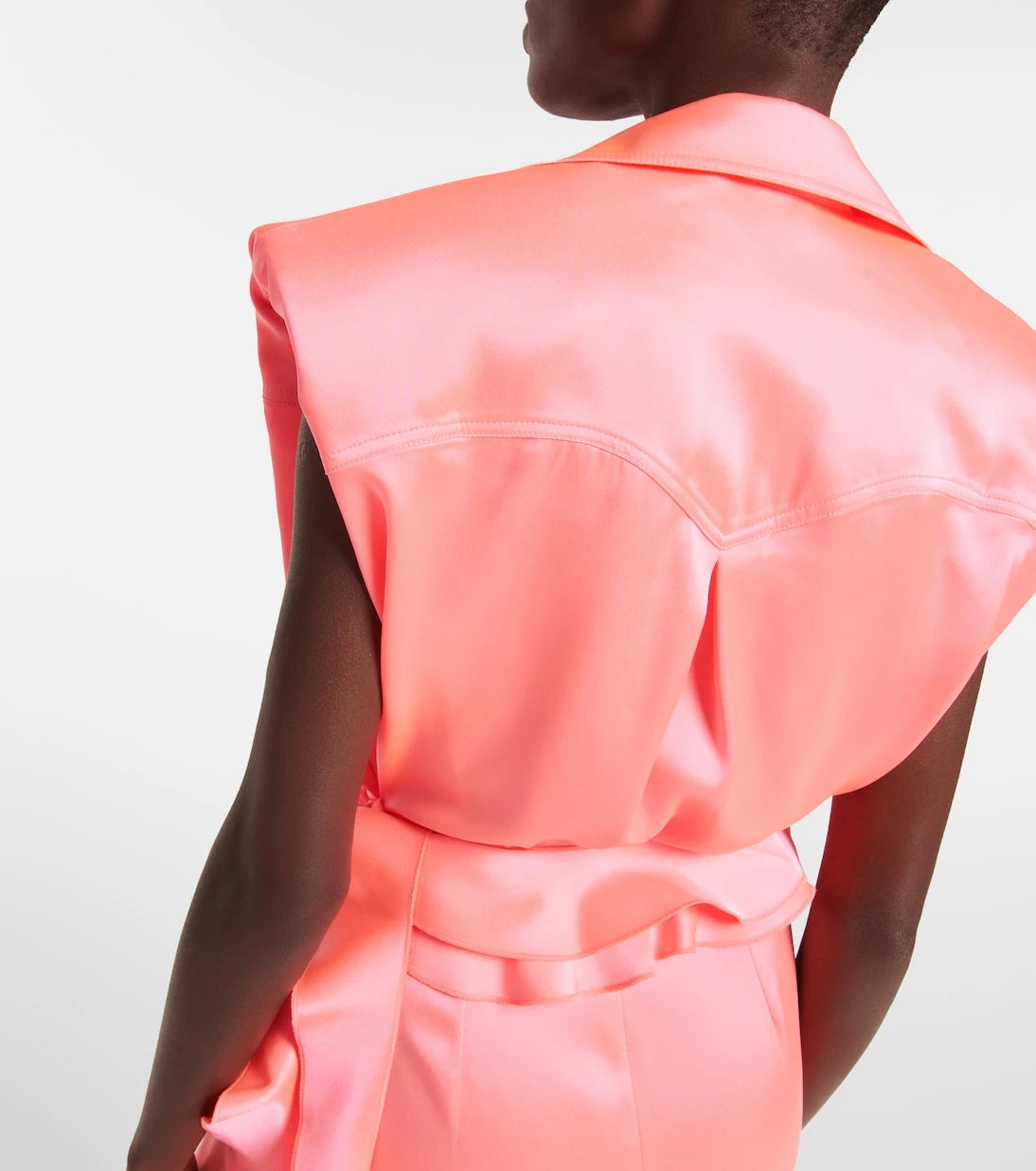 David Koma - Ruffle satin wrap gown