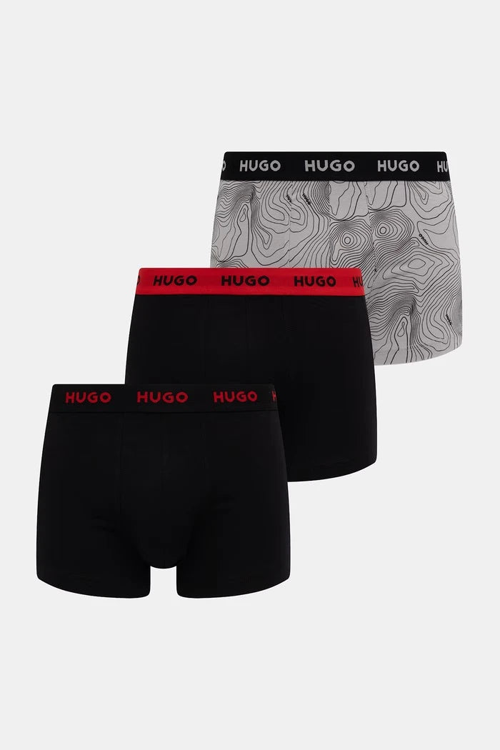 HUGO erkek pamuk elastan boxer şort TRIPLET DESIGN 3'lü set