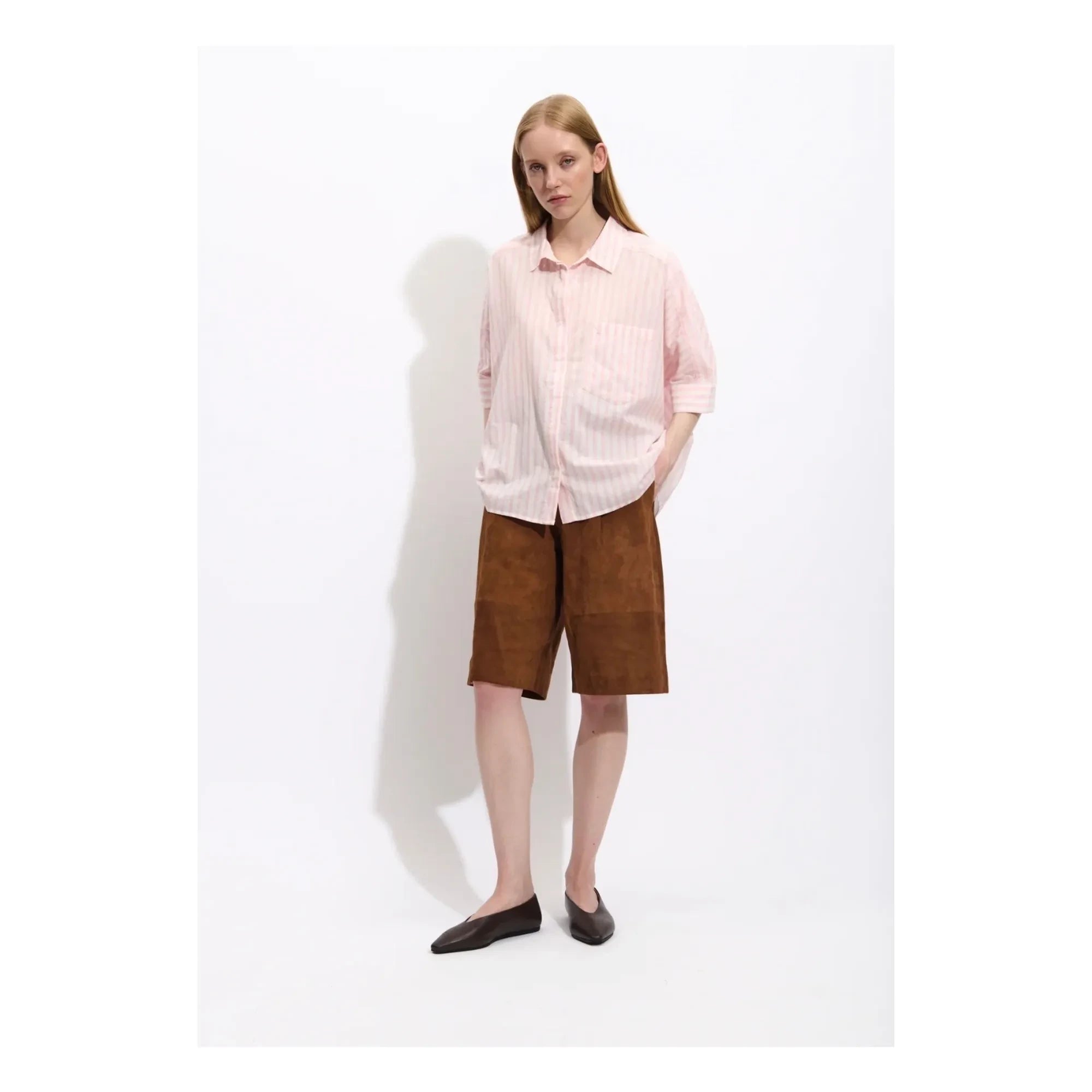 BELLEPIECE - Carmela Cotton Stripes Blouse | Pink