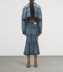McQueen Blue Denim Kickback Midi Skirt