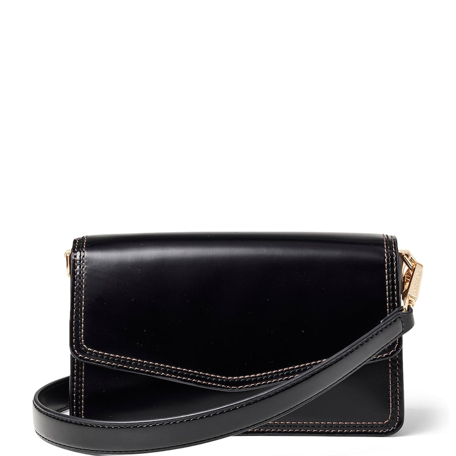 Black Leather Eliza Clutch Bag