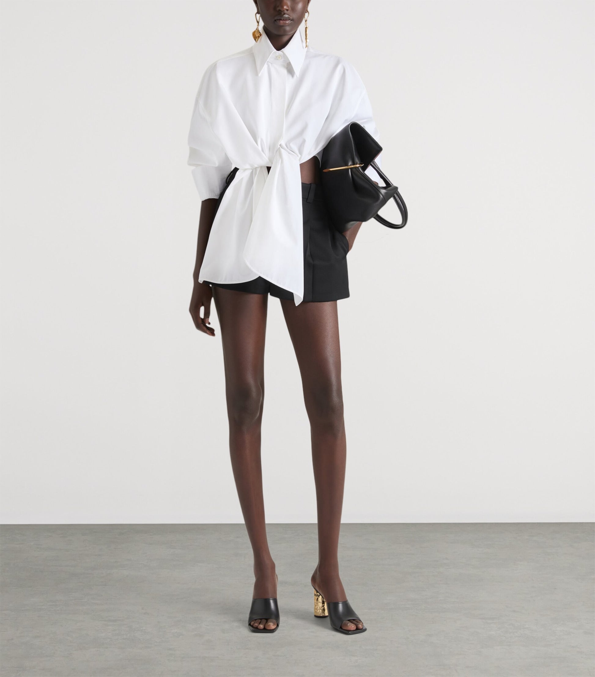 Leather Tape Heeled Mules 85