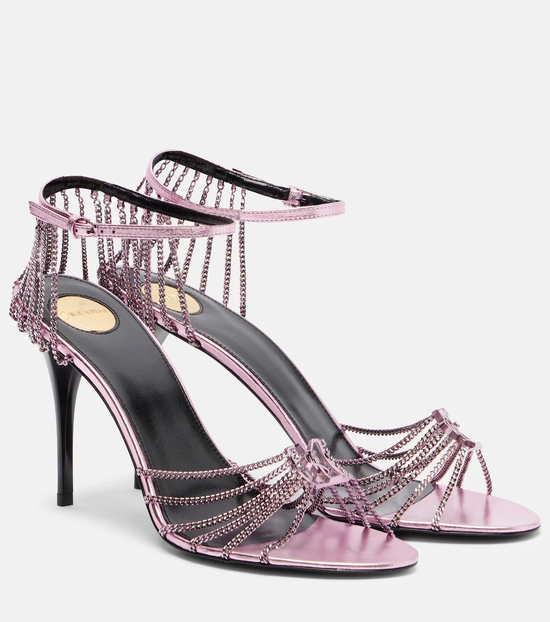 Saint Laurent - Babylone 90 leather-trimmed sandals