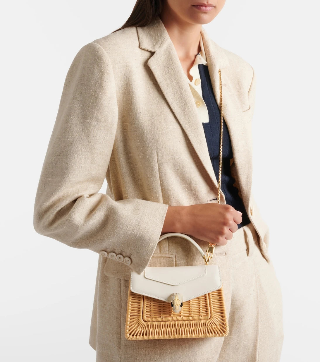 Bvlgari - Serpenti Forever Mini wicker top-handle bag