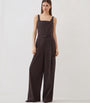 Brunello Cucinelli Brown Virgin Wool-Blend Belted Jumpsuit