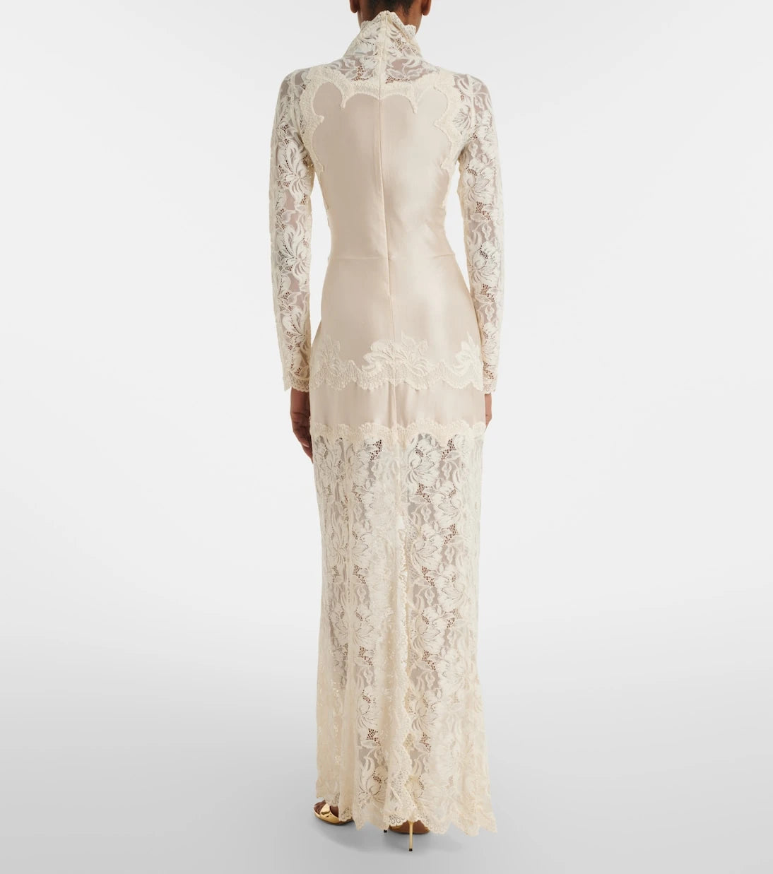 Rabanne - Lace and satin maxi dress