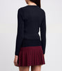 Sandro Paris Blue Rib-Knit Cropped Cardigan