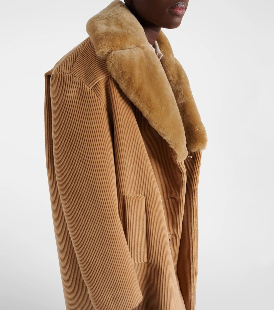 Miu Miu - Shearling-trimmed corduroy coat