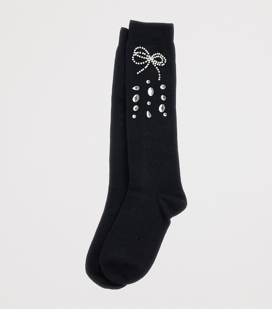 Rhinestone- and Bow-Embellished Socks