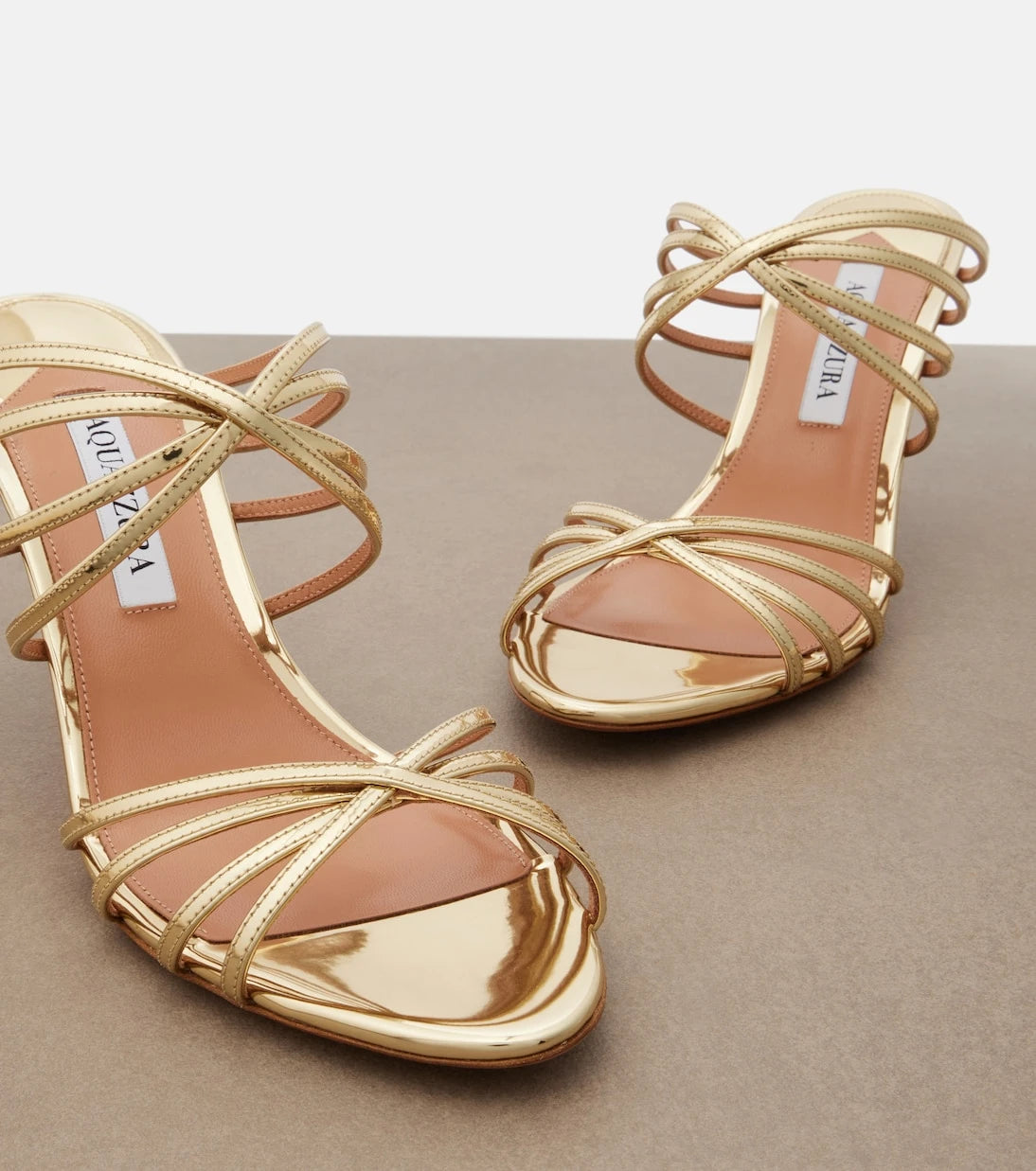 Aquazzura - Tell Me mirrored leather mules