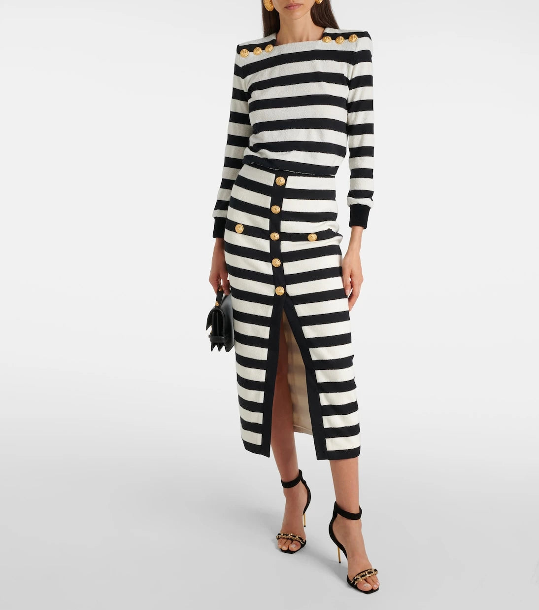 Balmain - Striped midi skirt