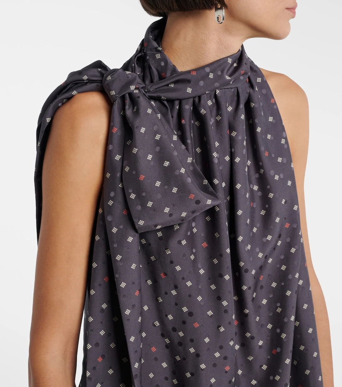 Acne Studios - Bow-detail printed asymmetric silk top