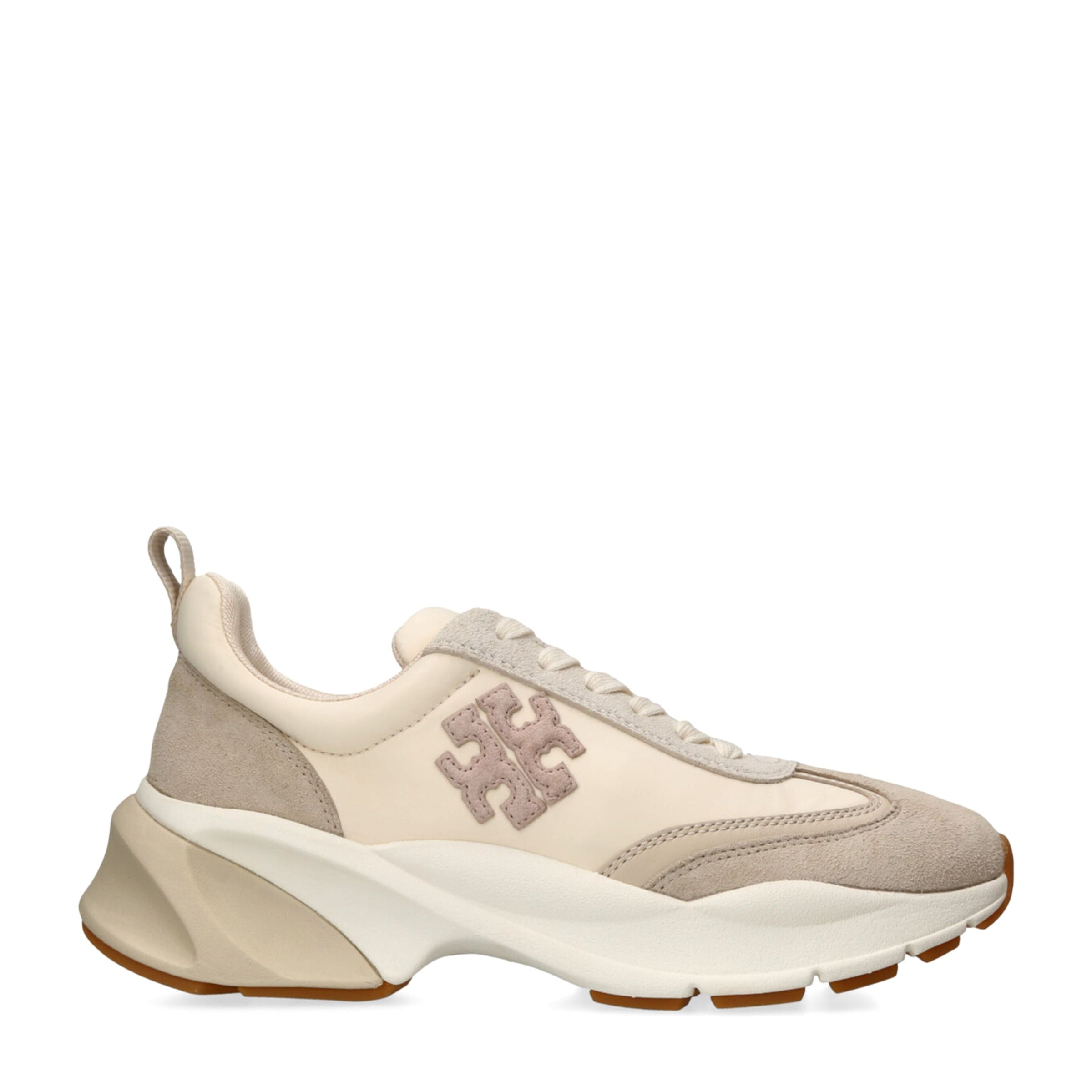 Tory Burch Beige Suede Good Luck Low Top Sneakers