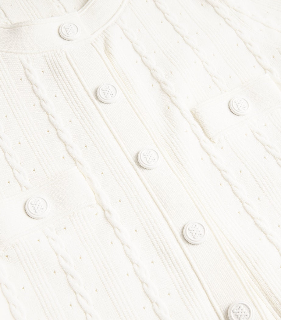 Sandro Paris Beige Cable-Knit Cropped Cardigan