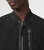 AllSaints Black Suede Kemble Bomber Jacket
