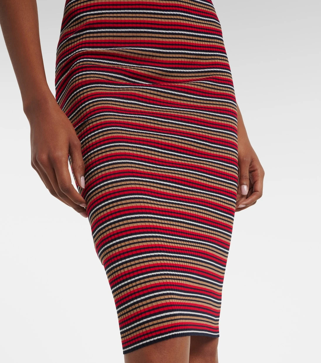 Prada - Logo ribbed-knit cotton midi dress