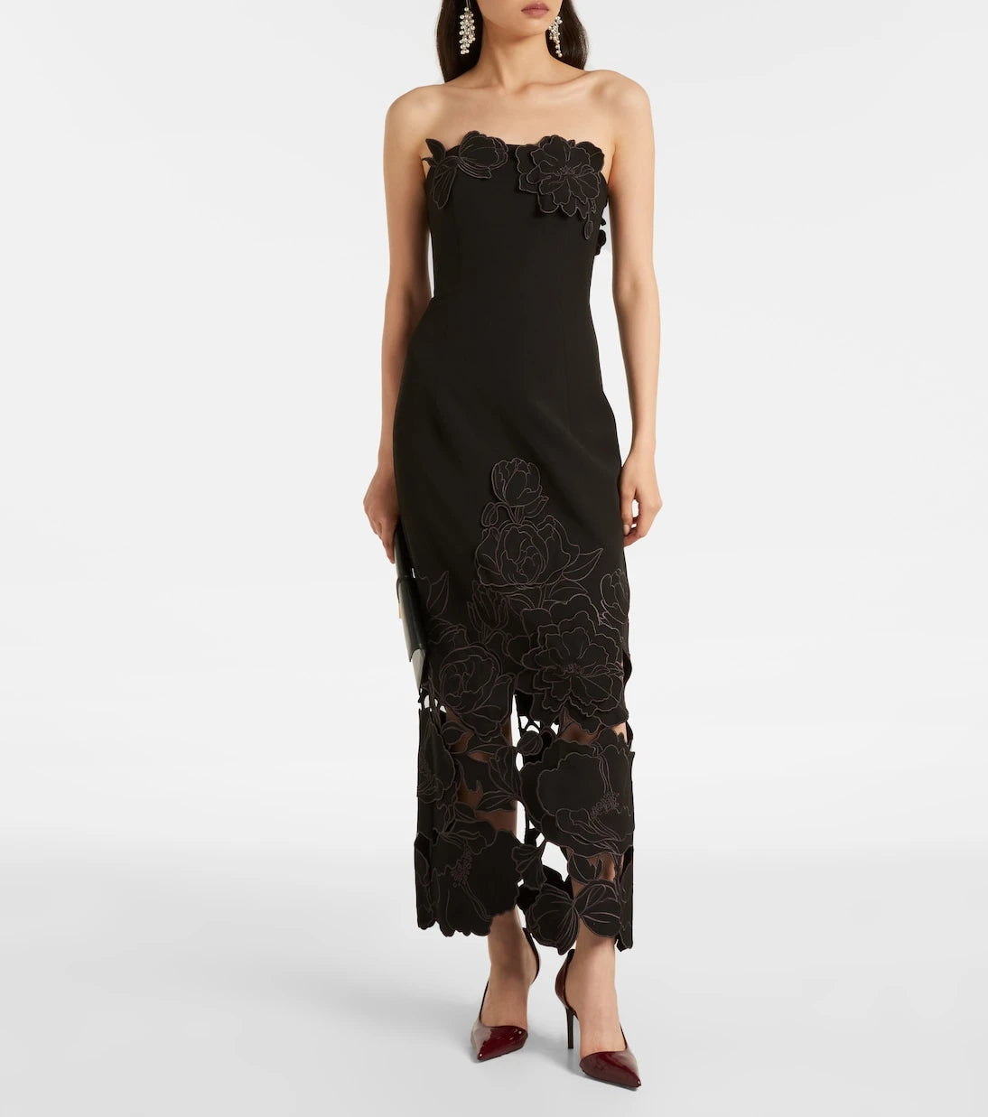 Leo Lin - Rayna floral-appliqué midi dress