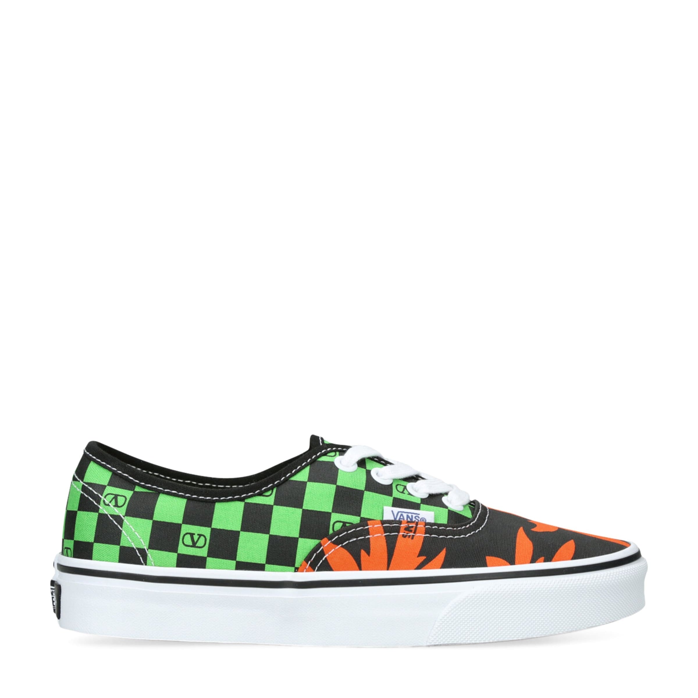 Valentino Garavani Green x Vans Canvas Checkerboard and Palm Leaf Sneakers