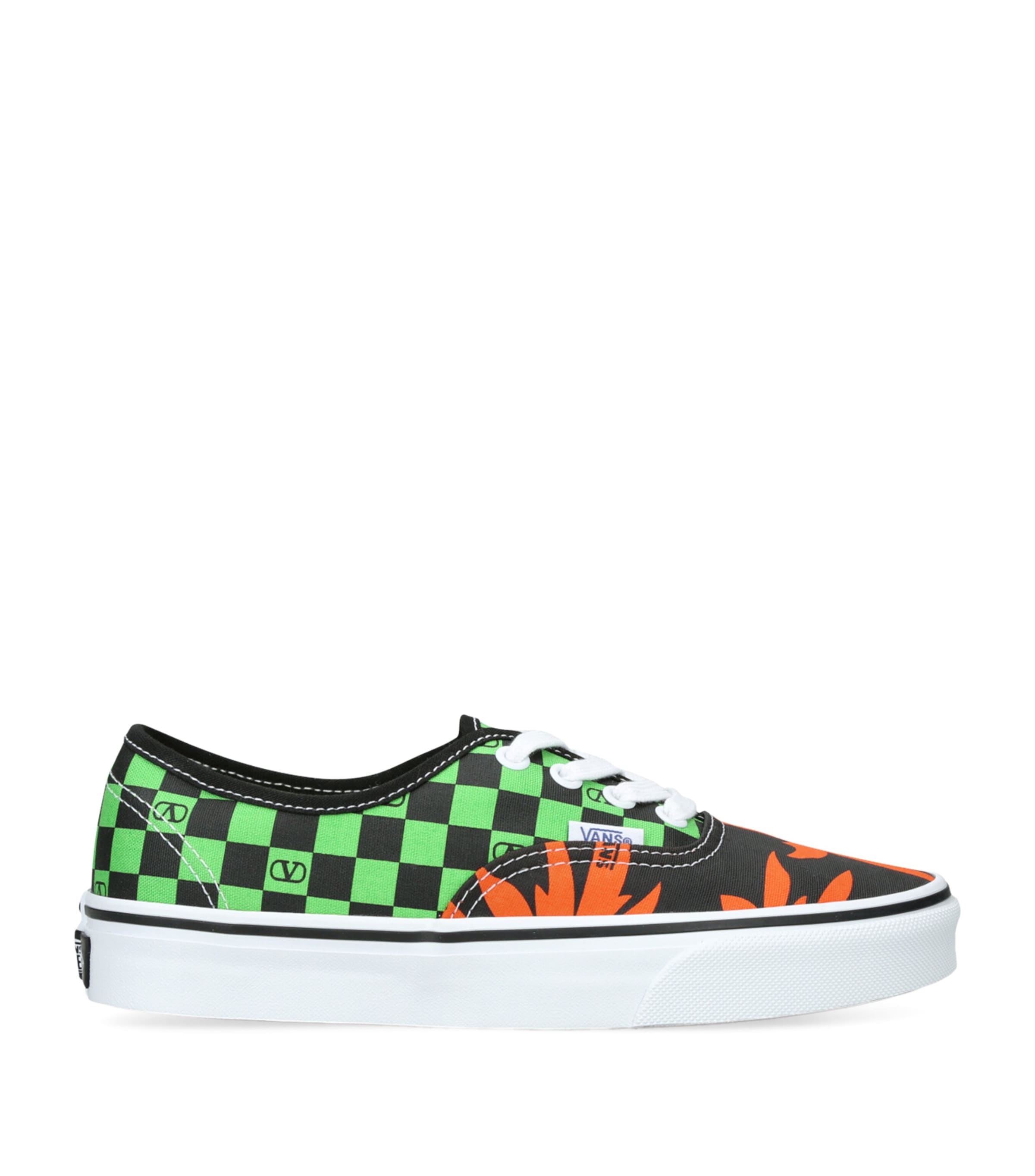Valentino Garavani Green x Vans Canvas Checkerboard and Palm Leaf Sneakers