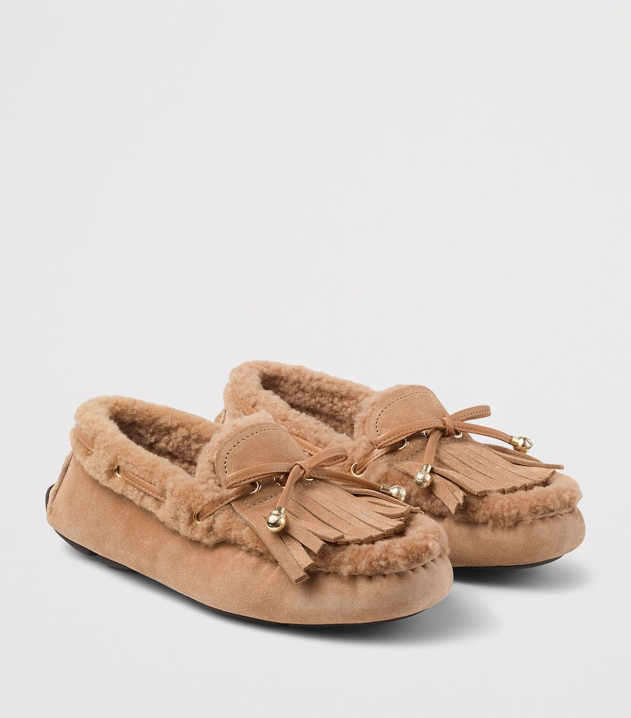 Manon Flat Suede-Shearling Loafers