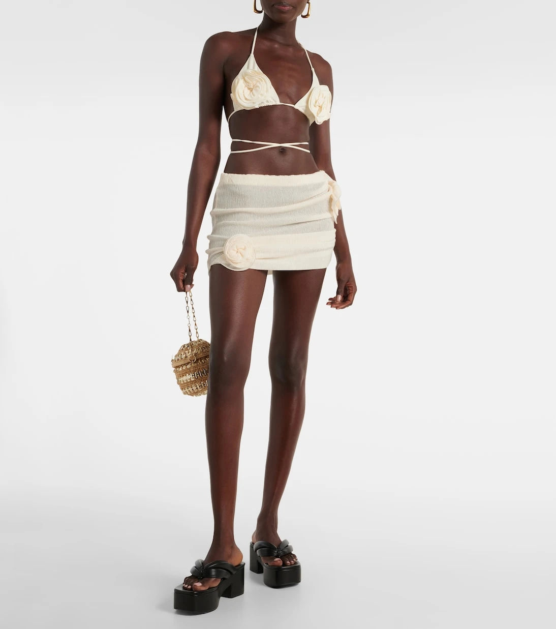 Magda Butrym - Floral-appliqué crêpe miniskirt
