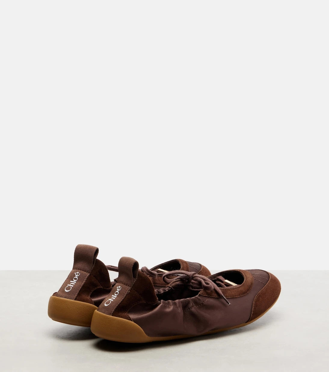 Chloé - Chloé Kick suede-trimmed satin flats