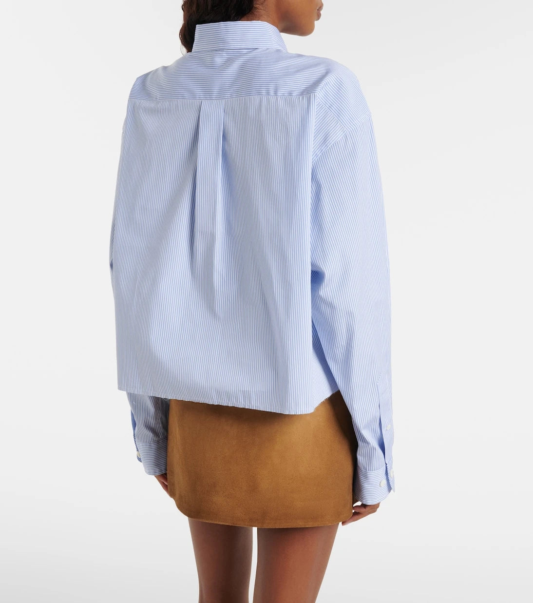 Miu Miu - Pinstripe cropped cotton poplin shirt