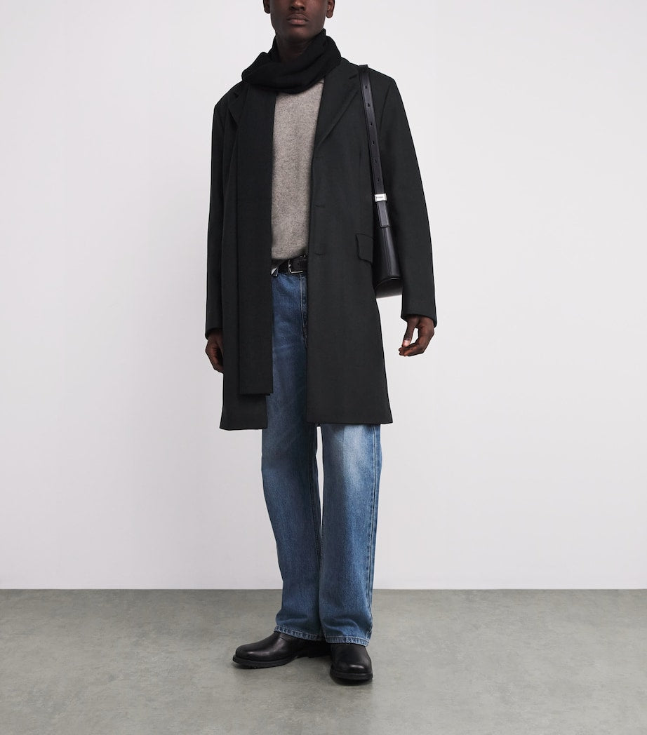 Sandro Paris Black Wool-Blend Overcoat