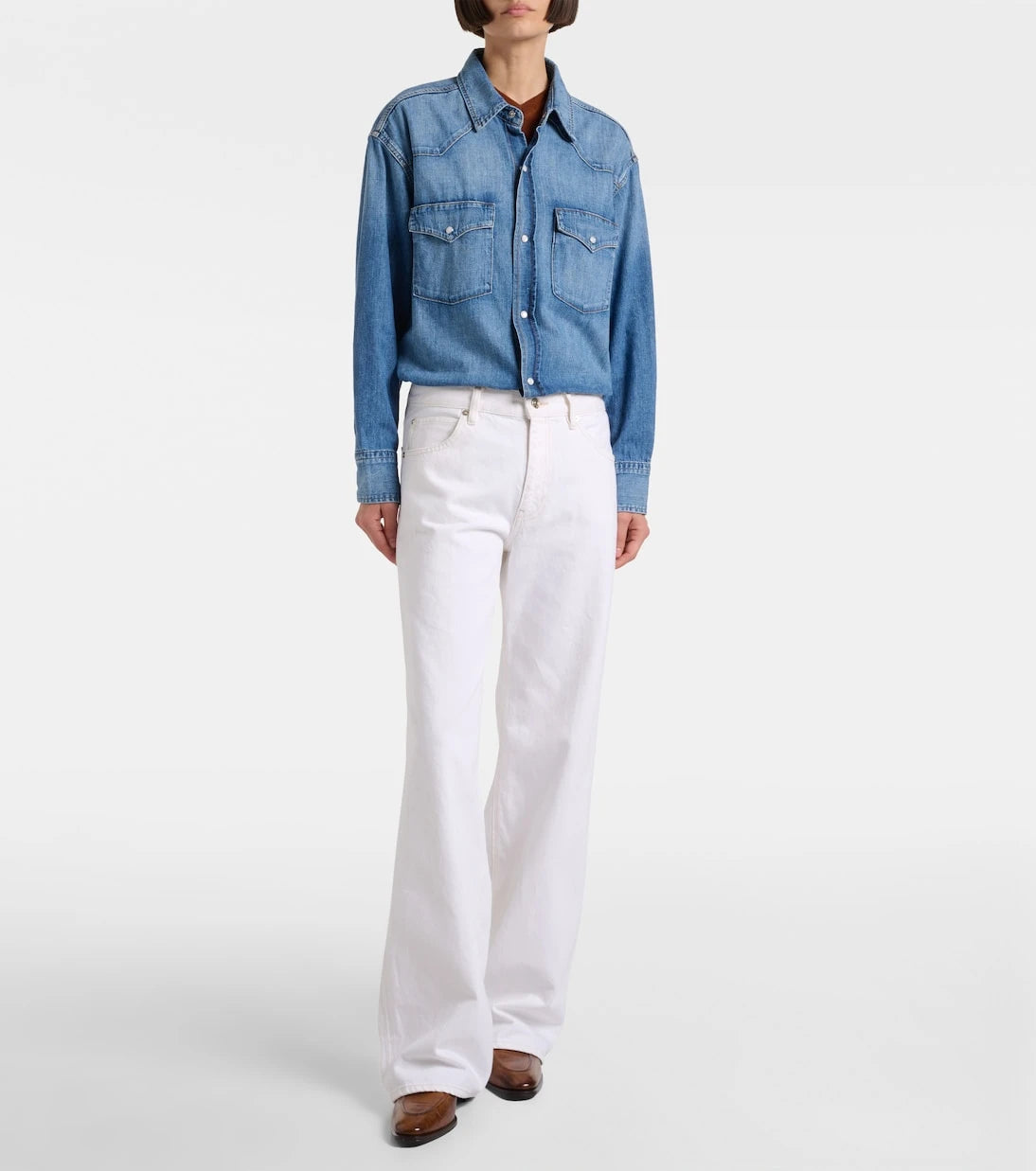 Frame - Bubble mid-rise wide-leg jeans