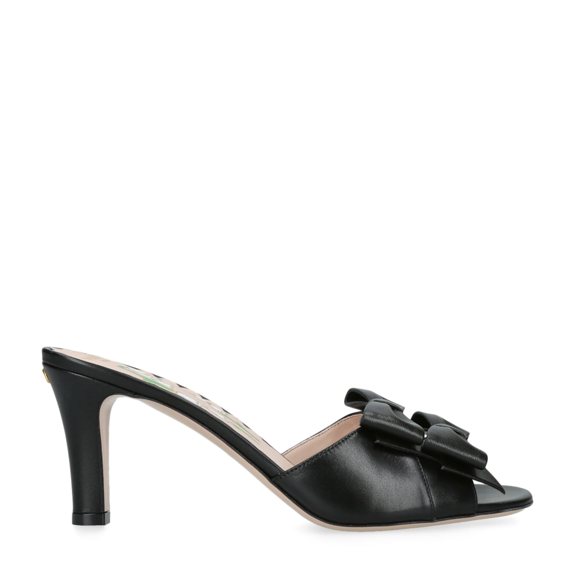 Valentino Garavani Black Leather Bow-Detail Bowow Mules 75