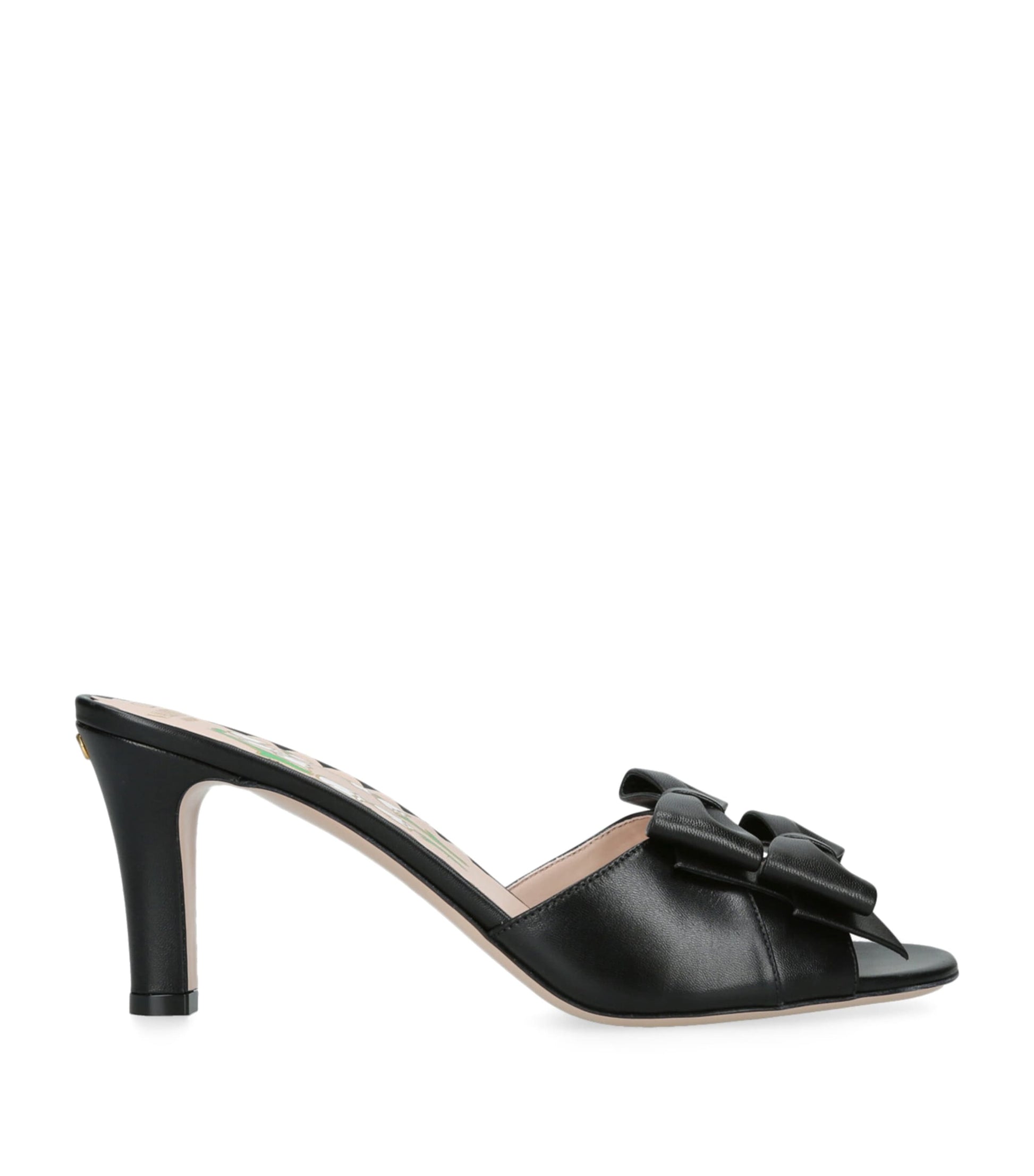 Valentino Garavani Black Leather Bow-Detail Bowow Mules 75