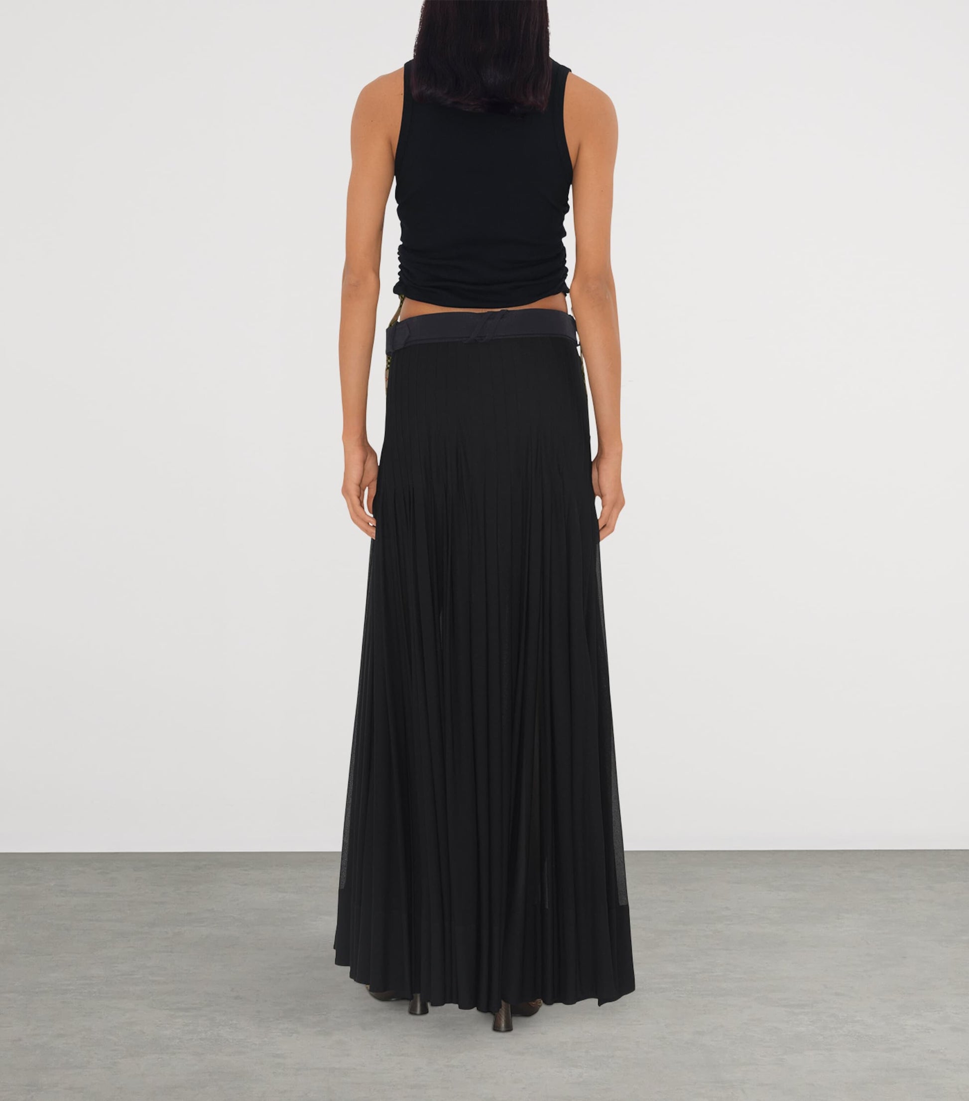 Black Pleated Maxi Skirt