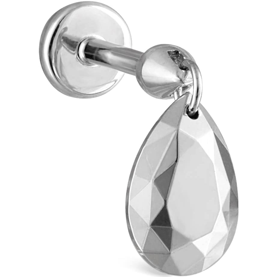 Faceted Pear Threaded Charm Earring (6.5mm)