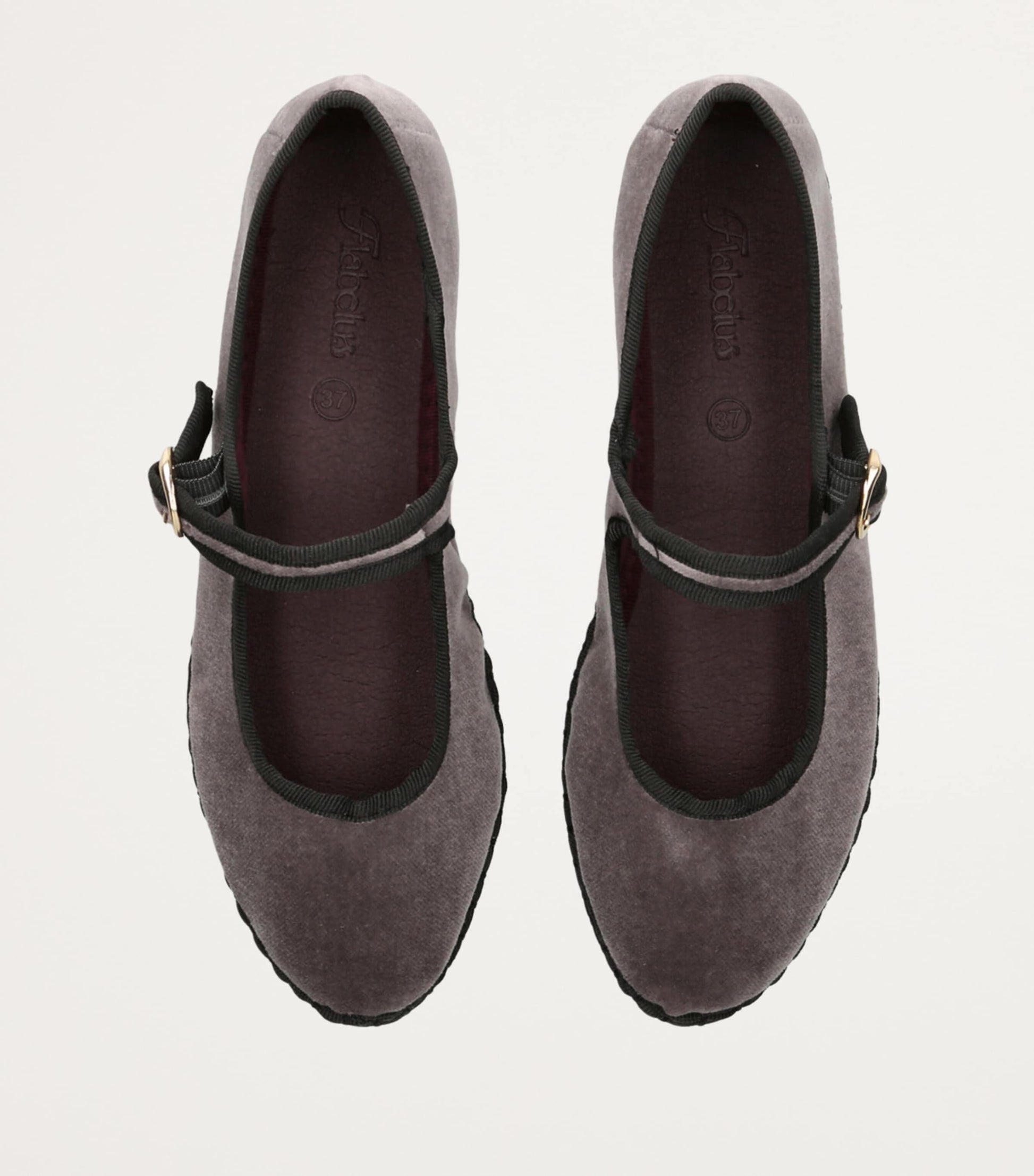 Flabelus Grey Velvet Brida Mary Jane Flats