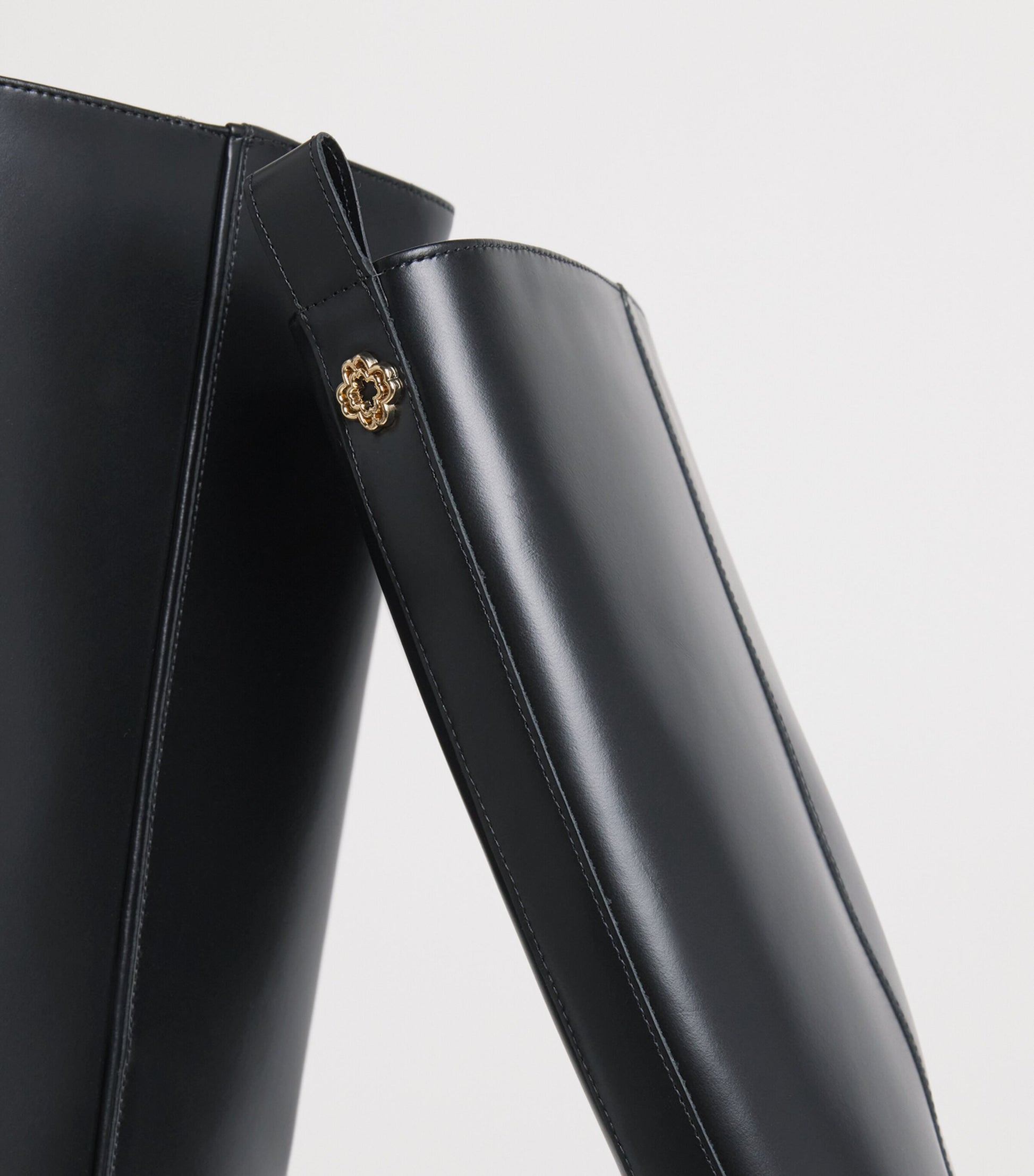 Maje Black Leather Knee-High Boots