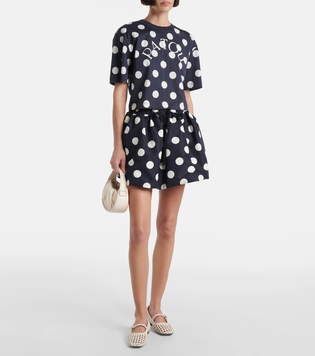 Patou - Logo polka-dot cotton crop top