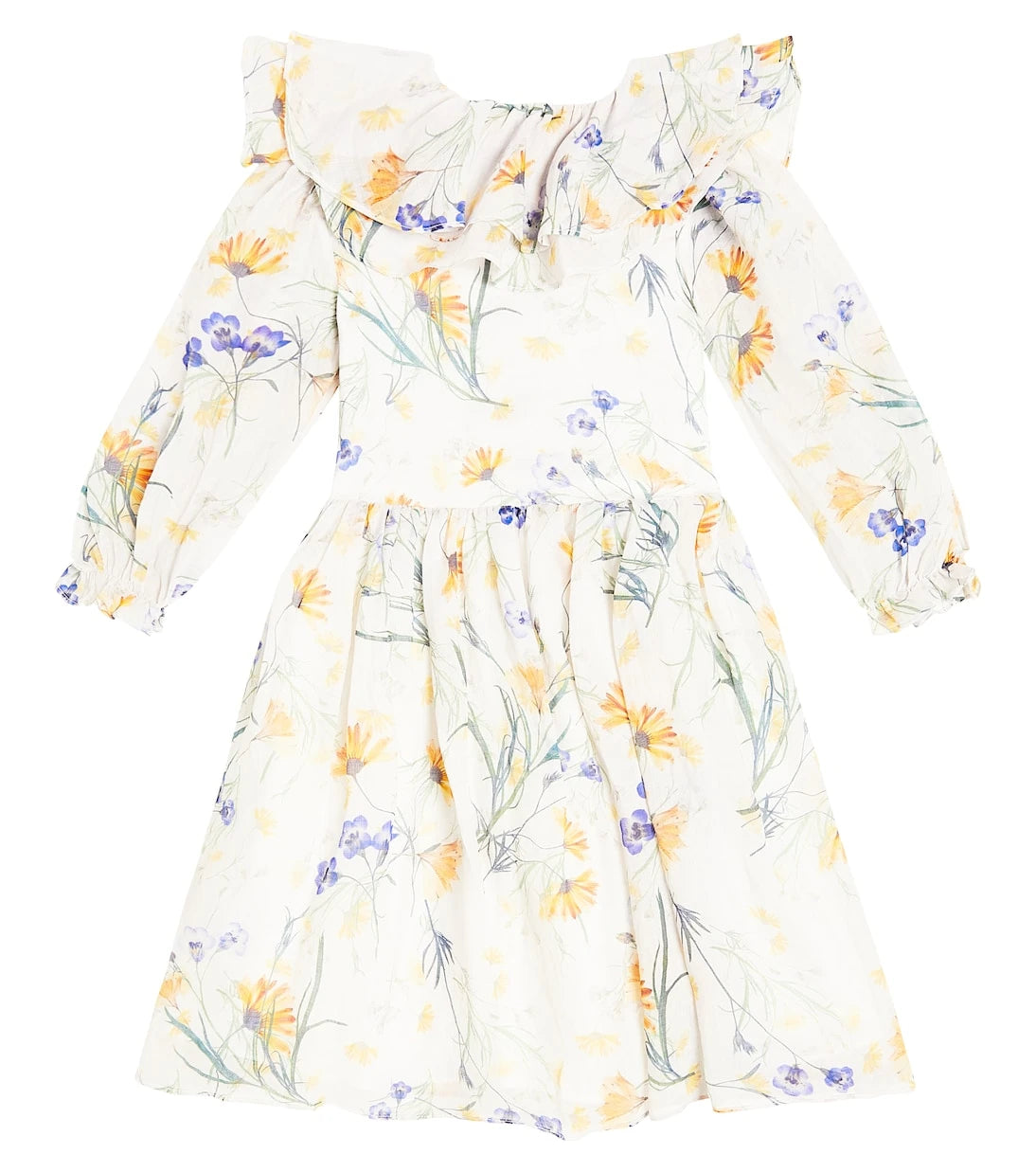 Petite Amalie - Ruffled floral linen dress