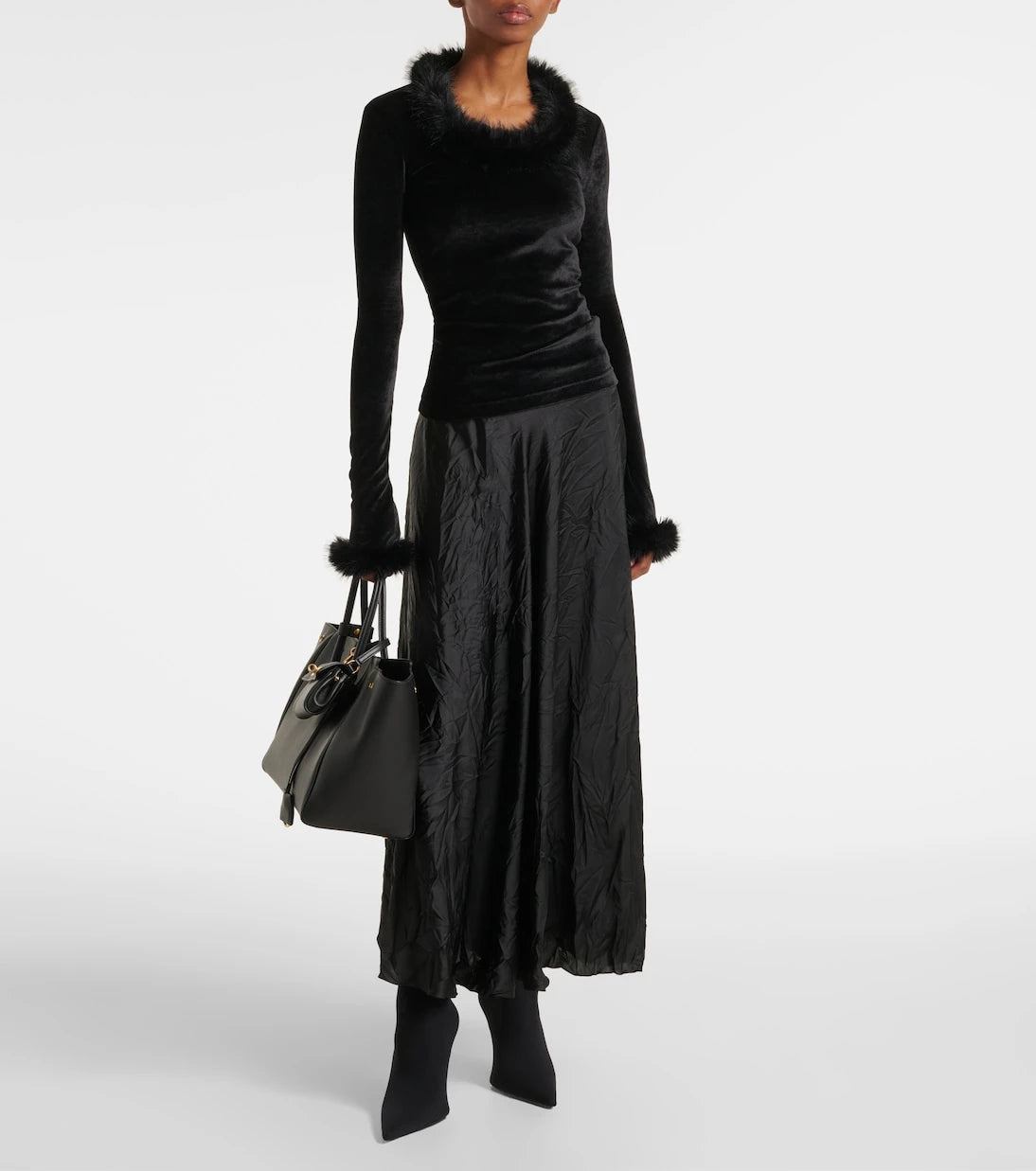 Balenciaga - Faux-fur trimmed top