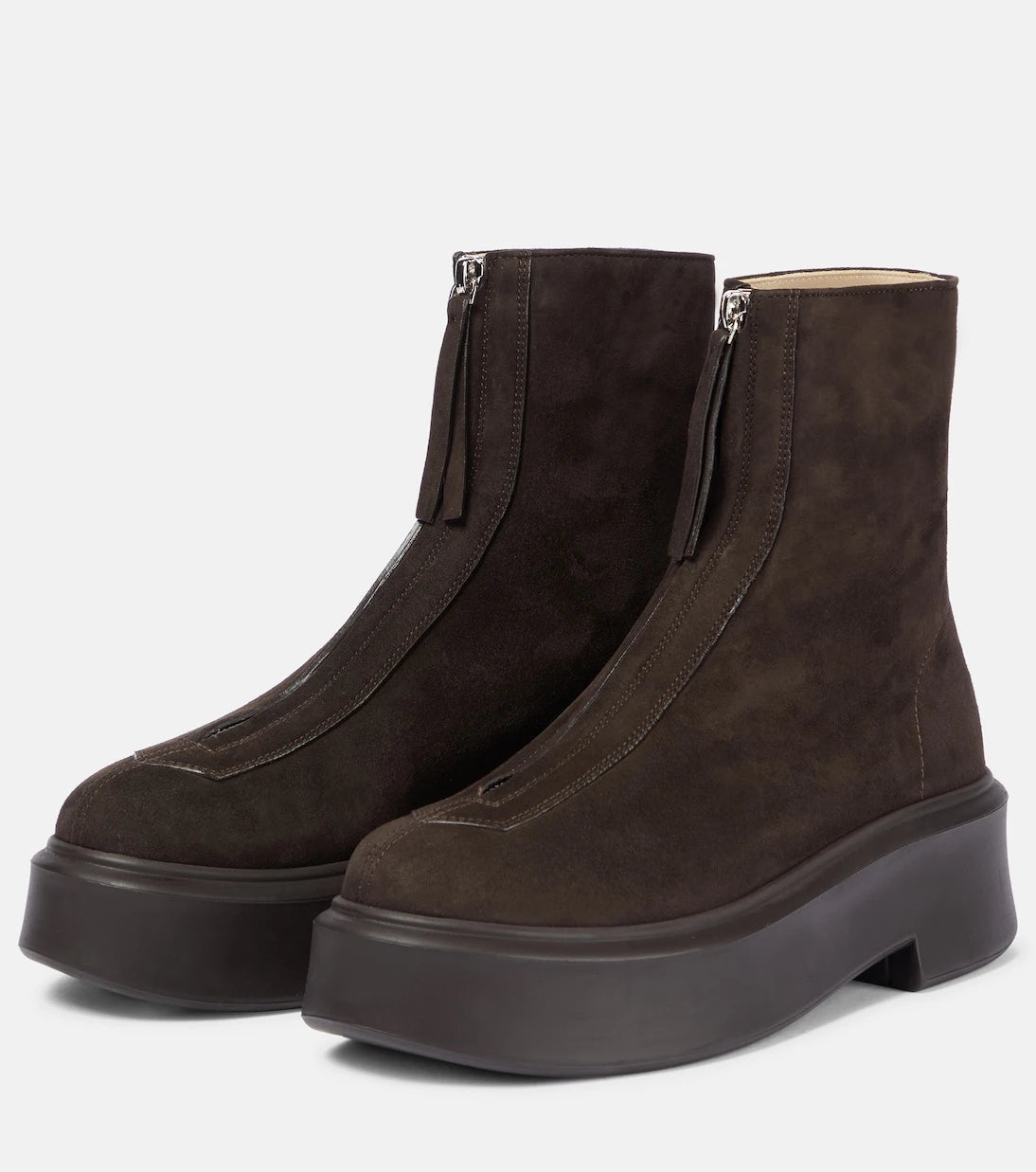 The Row - Zipped Boot 1 suede ankle boots