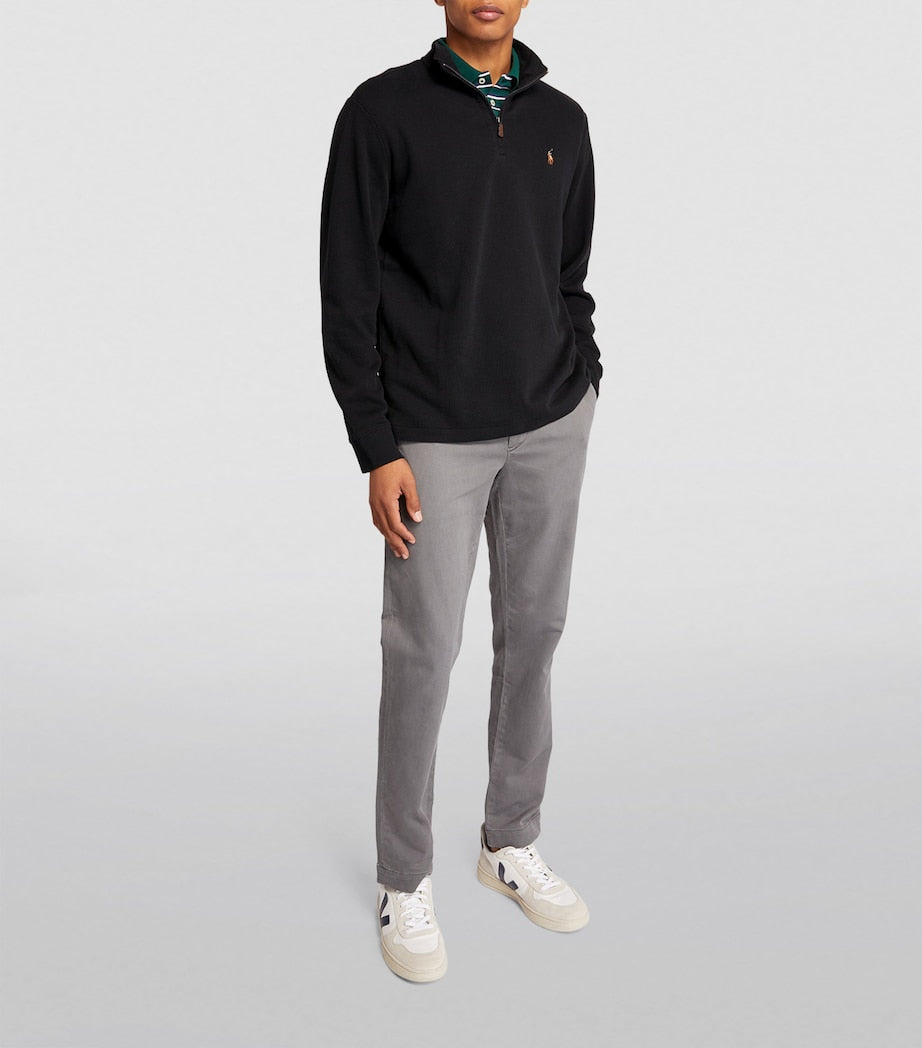 Polo Ralph Lauren Black Cotton Quarter-Zip Sweater