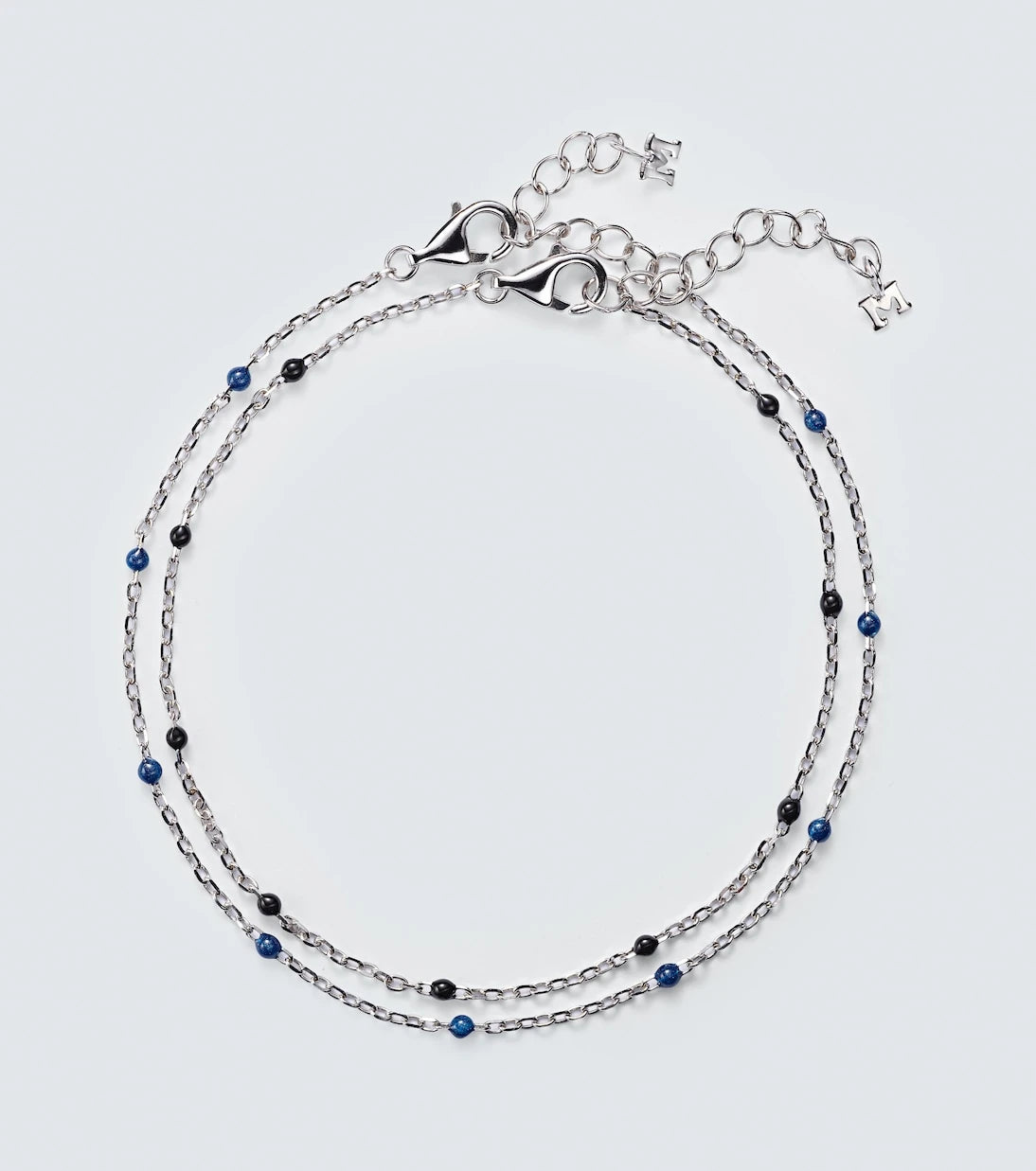 Mateo - Set of 2 sterling silver and enamel chain bracelets