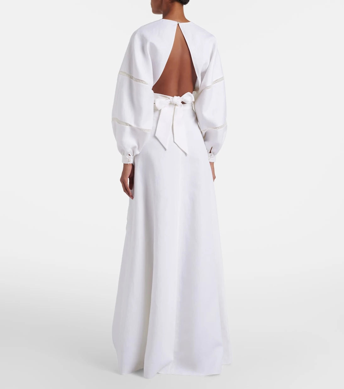 Valentino - Lace-trimmed linen maxi skirt