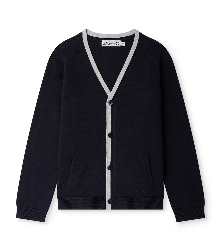 Bonpoint Cotton Contrast-Trim Cardigan (10-12 Years)